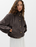 Suedette Funnel Neck Short Jacket