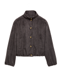 Suedette Funnel Neck Short Jacket