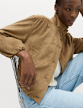 Suedette Funnel Neck Short Jacket