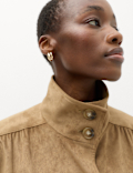 Suedette Funnel Neck Short Jacket