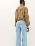 Suedette Funnel Neck Short Jacket