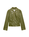 Faux Leather Harrington Jacket