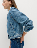 Denim Funnel Neck Short Jacket