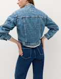 Denim Funnel Neck Short Jacket