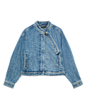 Denim Funnel Neck Short Jacket