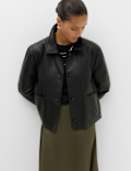 Faux Leather Padded Short Jacket