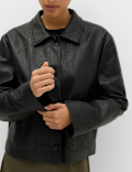 Faux Leather Padded Short Jacket