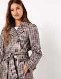 Checked Double Breasted Trench Coat