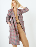 Checked Double Breasted Trench Coat