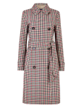 Checked Double Breasted Trench Coat