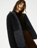 Borg Quilted Hooded Puffer Jacket