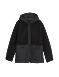 Borg Quilted Hooded Puffer Jacket