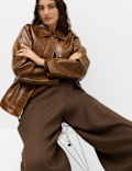 Croc Faux Leather Jacket