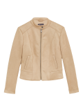 Faux Suede Collarless Biker Jacket