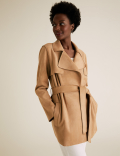 Faux Suede Belted Shacket