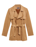 Faux Suede Belted Shacket