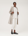 Faux Leather Belted Trench Coat
