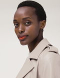 Faux Leather Belted Trench Coat