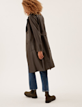 Faux Leather Belted Trench Coat