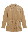 Faux Leather Belted Shacket