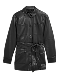 Faux Leather Belted Shacket