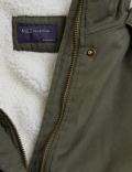 Pure Cotton Hooded Borg Lined Parka Coat