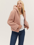 Teddy Textured Hooded Bomber Jacket