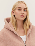 Teddy Textured Hooded Bomber Jacket