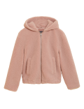 Teddy Textured Hooded Bomber Jacket