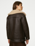 Faux Shearling Borg Lined Aviator Jacket