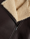 Faux Shearling Borg Lined Aviator Jacket