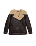 Faux Shearling Borg Lined Aviator Jacket