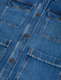Pure Cotton Denim Relaxed Utility Jacket