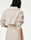 Linen Blend Longline Trench Coat