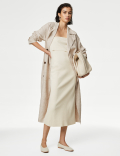 Linen Blend Longline Trench Coat