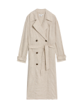 Linen Blend Longline Trench Coat