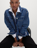 Pure Cotton Denim Relaxed Shacket