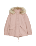 Cotton Rich Hooded Borg Lined Parka Coat