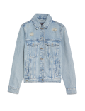 Denim Distressed Collared Jacket