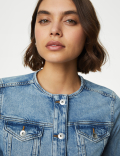 Cotton Rich Collarless Denim Jacket