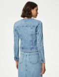 Cotton Rich Collarless Denim Jacket