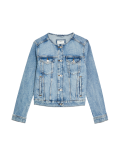 Cotton Rich Collarless Denim Jacket