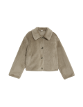Faux Fur Collared Short Jacket