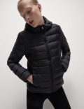 Feather & Down Hooded Packaway Relaxed Jacket