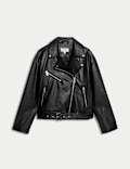 Faux Leather Textured Biker Jacket