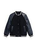 Faux Leather Relaxed College Bomber Jacket