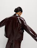 Faux Leather Lacquered Harrington Jacket