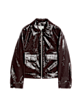 Faux Leather Lacquered Harrington Jacket