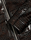 Faux Leather Croc Harrington Jacket