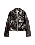 Faux Leather Croc Harrington Jacket
